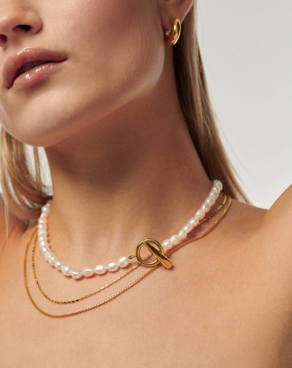 Baroque Pearl Claw T-Bar Necklace | 18ct Gold Vermeil/Pearl - 图片 2