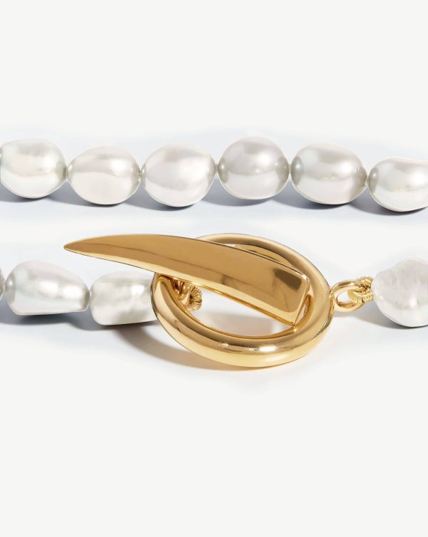 Baroque Pearl Claw T-Bar Necklace | 18ct Gold Vermeil/Pearl - 图片 4