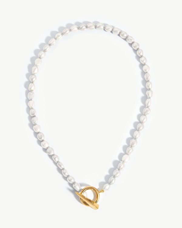 Baroque Pearl Claw T-Bar Necklace | 18ct Gold Vermeil/Pearl