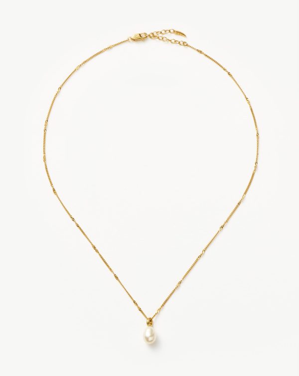 Baroque Pearl Twisted Chain Necklace | 18ct Gold Vermeil/Pearl - 图片 5