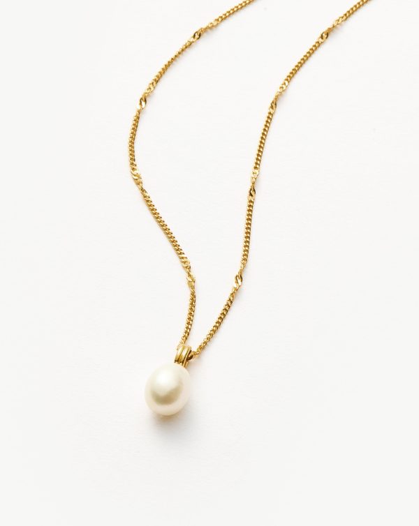 Baroque Pearl Twisted Chain Necklace | 18ct Gold Vermeil/Pearl - 图片 4