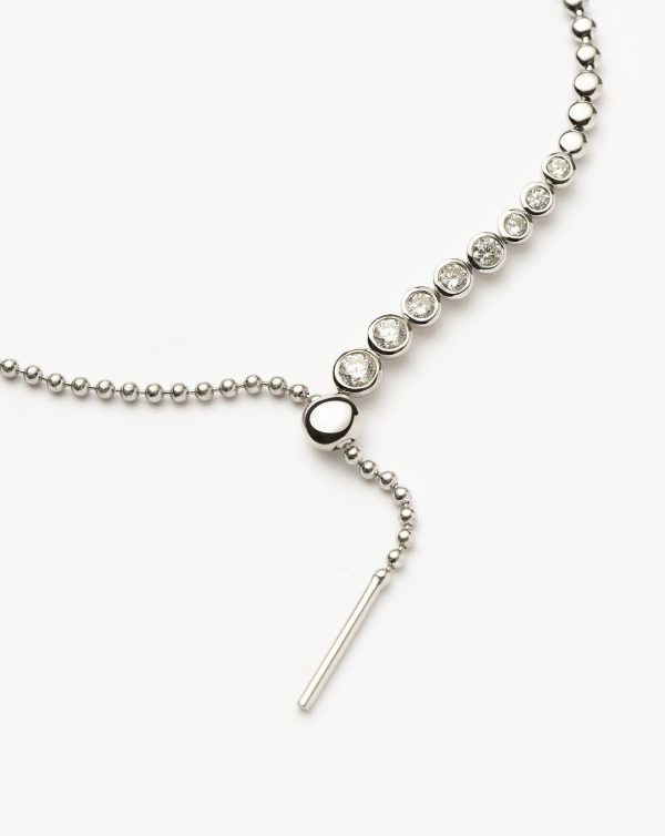 Beaded Stone Slider Lariat Necklace| Sterling Silver Cubic Zirconia - 图片 5