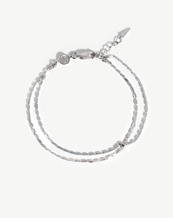 Box Link Double Chain Bracelet | Sterling Silver