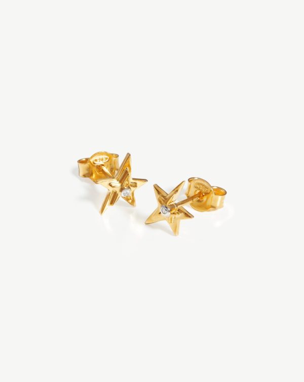 Celestial Single Stone Star Stud Earrings | 18ct Gold Vermeil/Cubic Zirconia