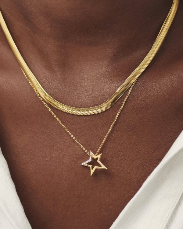 Celestial Star Pave Pendant Necklace | 18ct Gold Vermeil/Cubic Zirconia - 图片 2