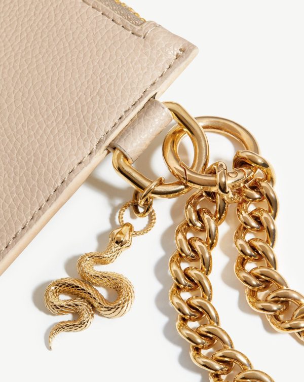 Chain Wristlet Leather Pouch | 18ct Gold Plated/Recycled Cream Leather - 图片 2