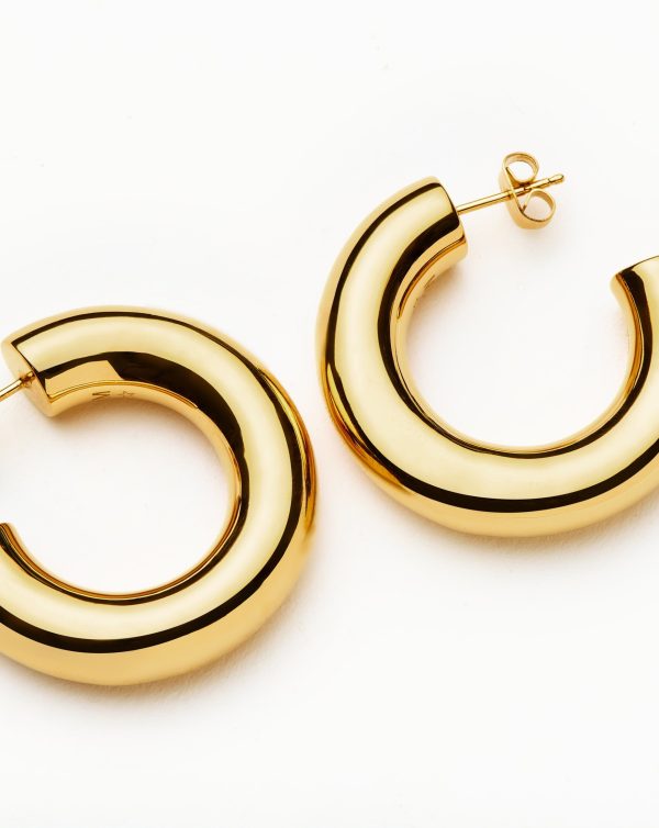 Chubby Large Hoop Earrings | 18ct Gold Plated - 图片 4