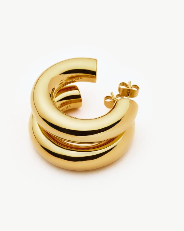 Chubby Large Hoop Earrings | 18ct Gold Plated - 图片 5