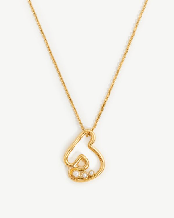 Chubby Pearl Initial Pendant Necklace  - Initial J | 18ct Gold Vermeil/Pearl