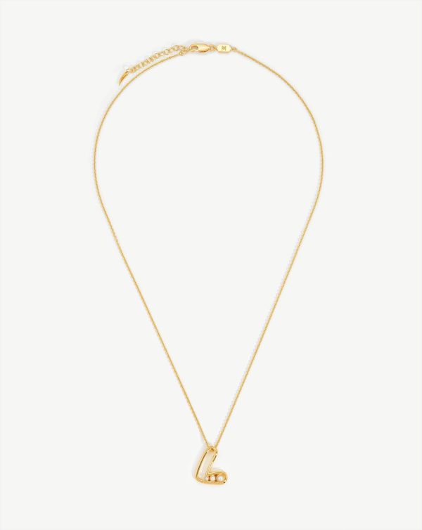 Chubby Pearl Initial Pendant Necklace  - Initial L | 18ct Gold Vermeil/Pearl - 图片 4