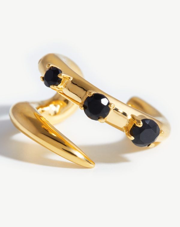 Chunky Claw Pearl Ear Cuff | 18ct Gold Plated/Black Onyx - 图片 4