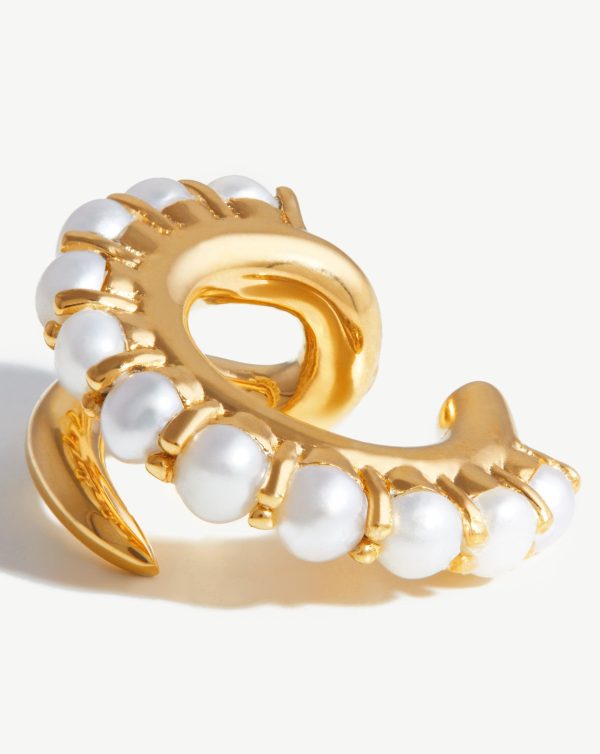 Chunky Claw Pearl Ear Cuff | 18ct Gold Plated/Pearl - 图片 4