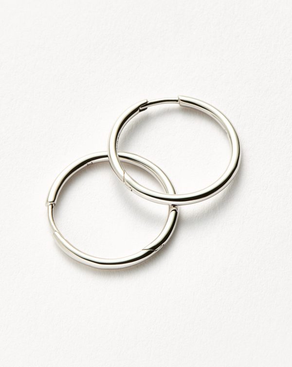 Classic Small Hoop Earrings  | Rhodium Plated on Recycled Sterling Silver - 图片 4