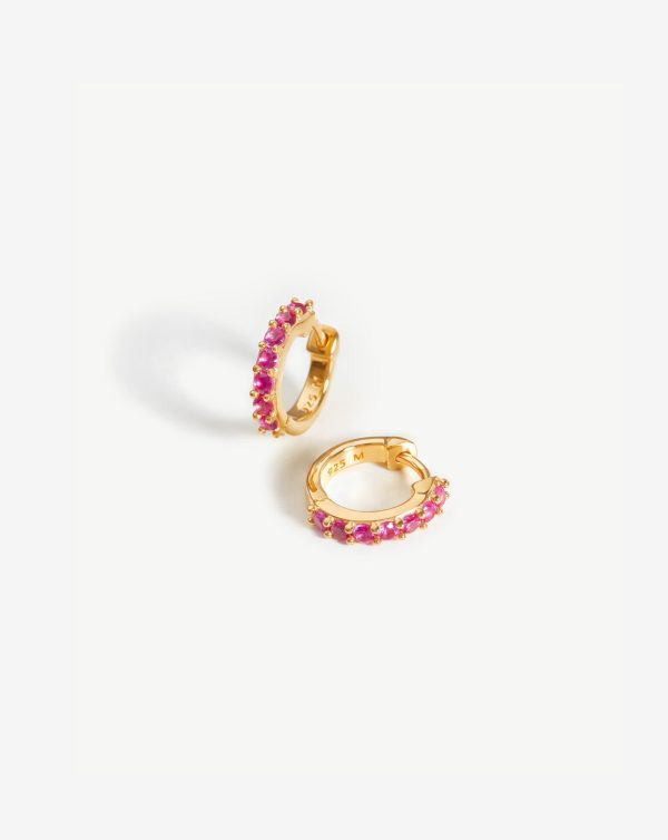 Classic Stone Huggies | 18ct Gold Vermeil/Pink Zirconia