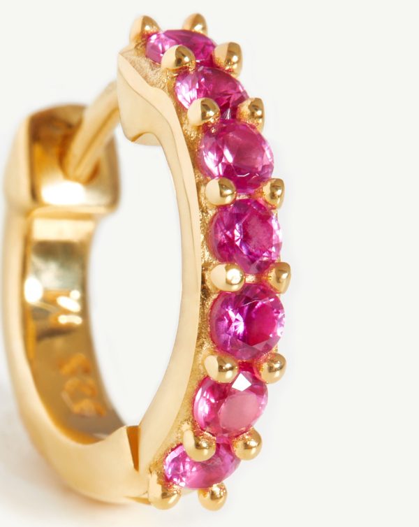 Classic Stone Huggies | 18ct Gold Vermeil/Pink Zirconia - 图片 4