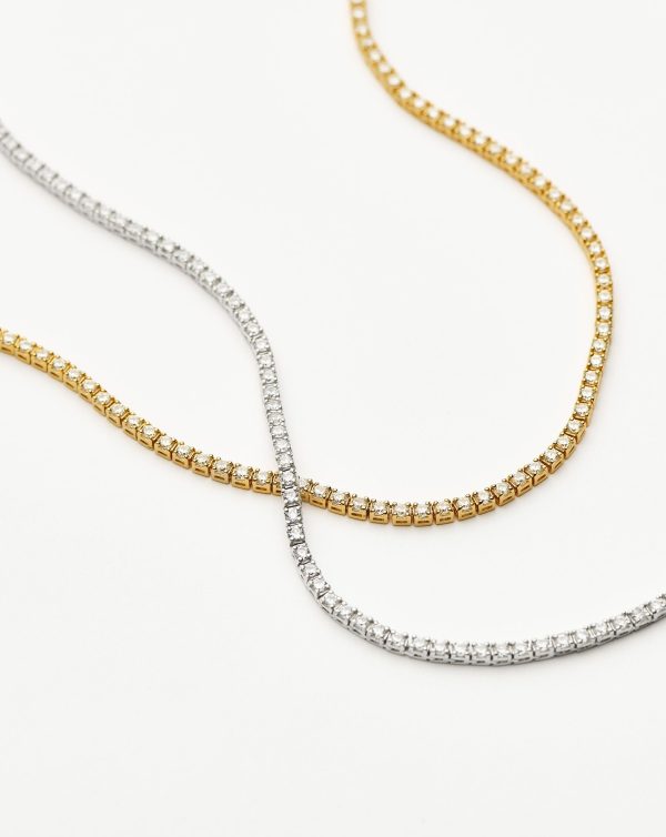 Classic Tennis Necklace | 18ct Gold Vermeil Cubic Zirconia - 图片 5