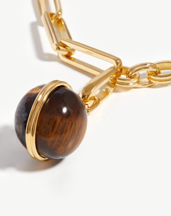 Deconstructed Axiom Sphere Chain Necklace | 18ct Gold Plated/Tigers Eye - 图片 4