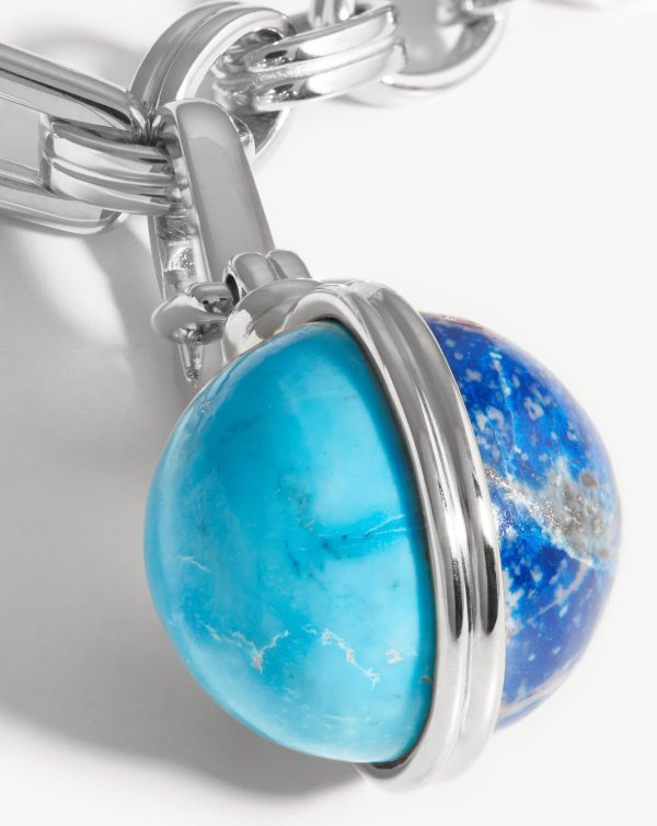 Deconstructed Axiom Sphere Chain Necklace | Silver Plated/Lapis & Turquoise - 图片 4