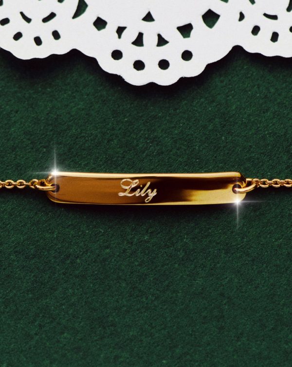 Engravable Bar Chain Bracelet | 18ct Gold Vermeil - 图片 4