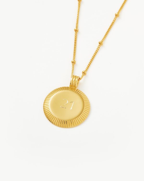 Engravable Round Ridge Pendant Necklace | 18ct Gold Vermeil - 图片 4