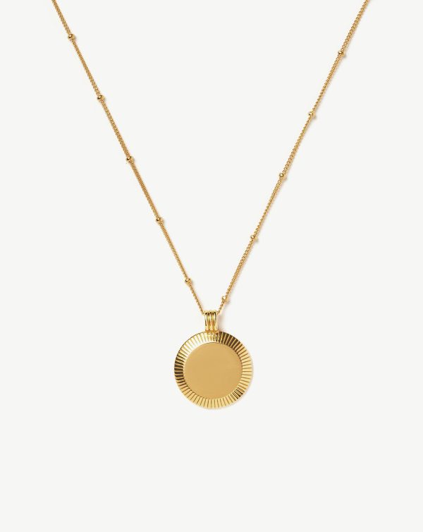 Engravable Round Ridge Pendant Necklace | 18ct Gold Vermeil