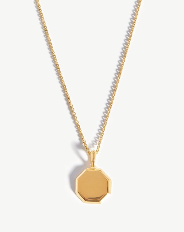 Engravable Short Mini Octagon Necklace | 18ct Gold Vermeil