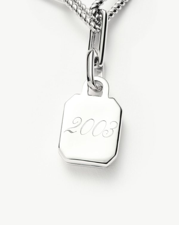 Engravable Square Locket Chain Necklace | Silver Plated/Rainbow Moonstone - 图片 4