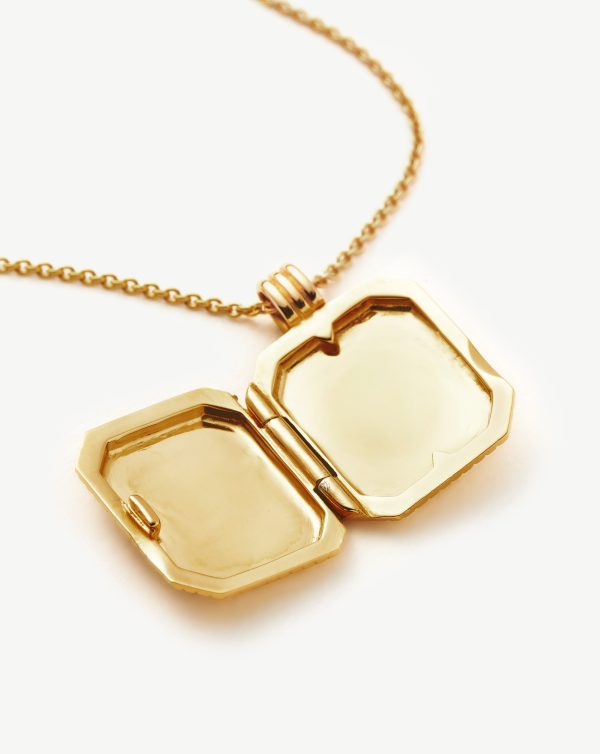 Engravable Square Ridge Locket Pendant Necklace - 图片 4