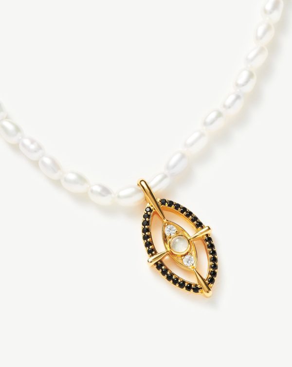 Evil Eye Amulet Pearl Pendant Necklace - 图片 4