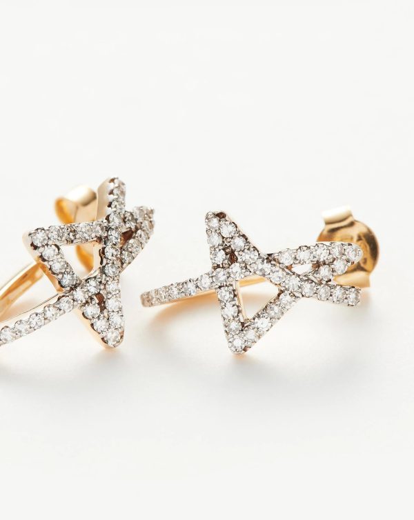 Fine Diamond Star Stud Earrings | 14ct Solid Gold/Diamond - 图片 4