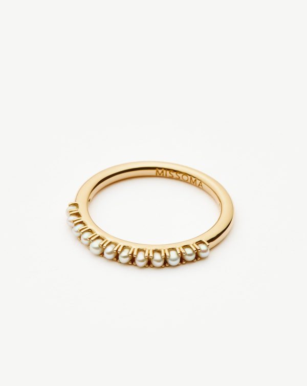 Fine Half Eternity Pearl Ring | 14ct Solid Gold/Pearl - 图片 5