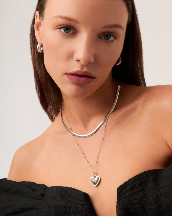 Flat Snake Chain Necklace | Rhodium Plated on Recycled Sterling Silver - 图片 6