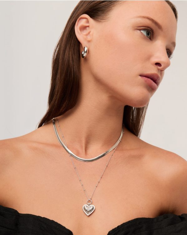 Flat Snake Chain Necklace | Rhodium Plated on Recycled Sterling Silver - 图片 2