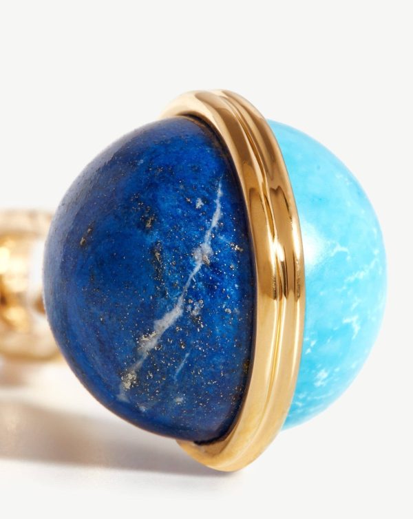 Gemstone Sphere Clip-On Pendant | 18ct Gold Plated/Lapis & Turquoise - 图片 4