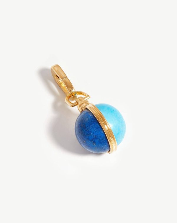 Gemstone Sphere Clip-On Pendant | 18ct Gold Plated/Lapis & Turquoise