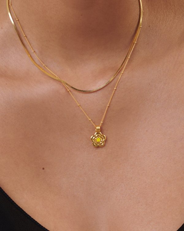 Good Vibes Enamel Flower Pendant Necklace | 18ct Gold Vermeil/Lemon Yellow - 图片 2