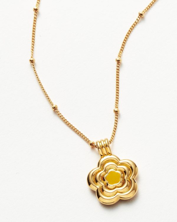 Good Vibes Enamel Flower Pendant Necklace | 18ct Gold Vermeil/Lemon Yellow - 图片 5