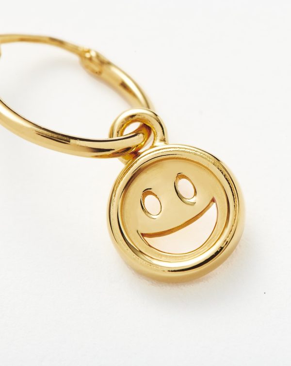 Good Vibes Happy Face Mini Charm Hoop Earrings - 图片 4