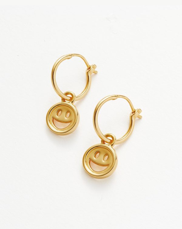 Good Vibes Happy Face Mini Charm Hoop Earrings