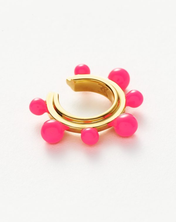 Good Vibes Neon Enamel Sphere Ear Cuff | 18ct Gold Plated/Hot Pink - 图片 4