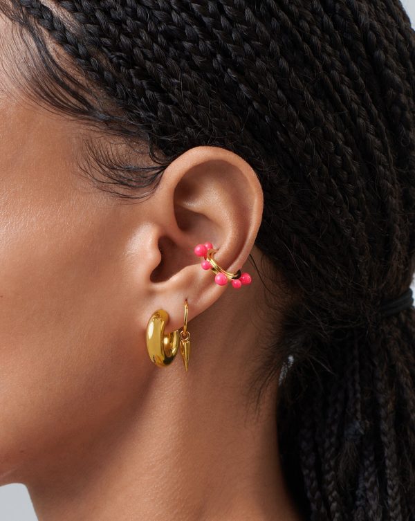 Good Vibes Neon Enamel Sphere Ear Cuff | 18ct Gold Plated/Hot Pink - 图片 2