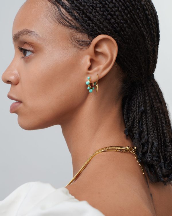 Good Vibes Neon Enamel Sphere Small Hoop Earrings | 18ct Gold Plated/Aqua - 图片 3