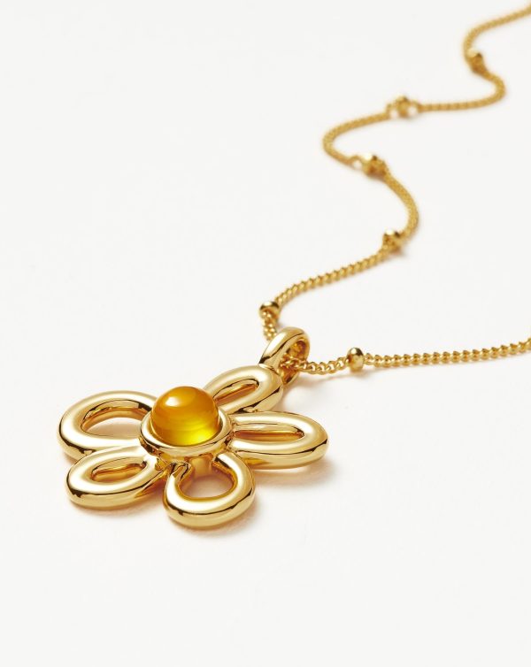 Good Vibes Retro Flower Pendant Necklace - 图片 4