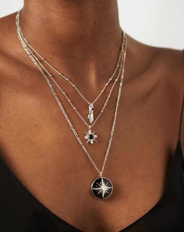 Harris Reed Handpicked Double Chain Pendant Necklace | Silver Plated/Pearl & Onyx - 图片 2