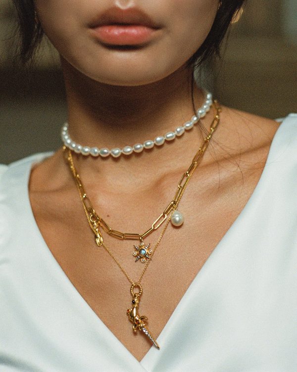 Harris Reed Symbols of Change Necklace | 18ct Gold Plated/Pearl & Labradorite - 图片 3