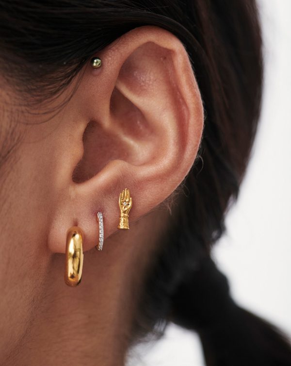 Harris Reed Take the Hand Single Stud Earring | 18ct Gold Vermeil/Cubic Zirconia - 图片 2