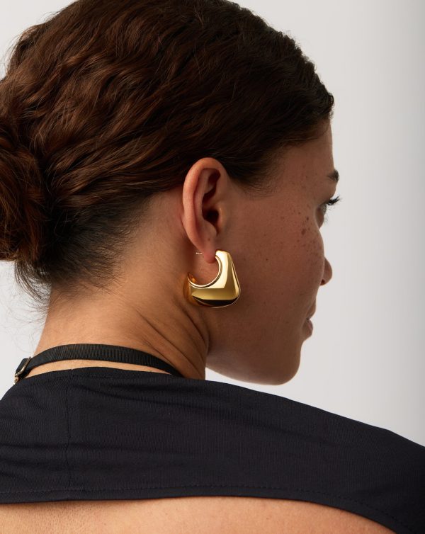 Hera Dome Large Hoop Earrings | 18ct Gold Plated - 图片 2