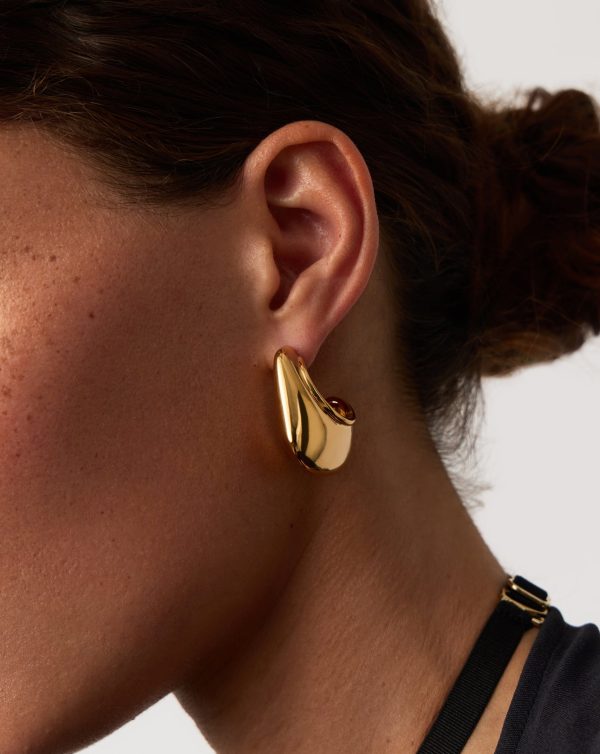 Hera Dome Large Hoop Earrings | 18ct Gold Plated - 图片 3