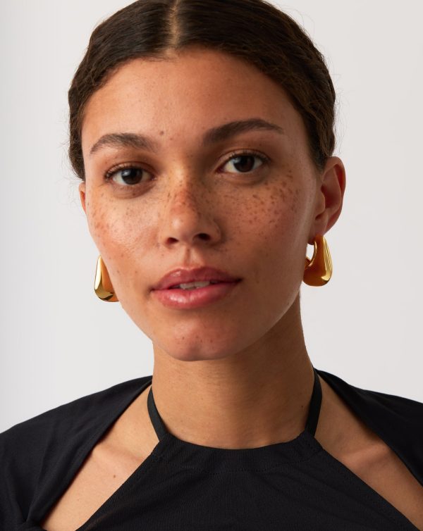 Hera Dome Large Hoop Earrings | 18ct Gold Plated - 图片 6