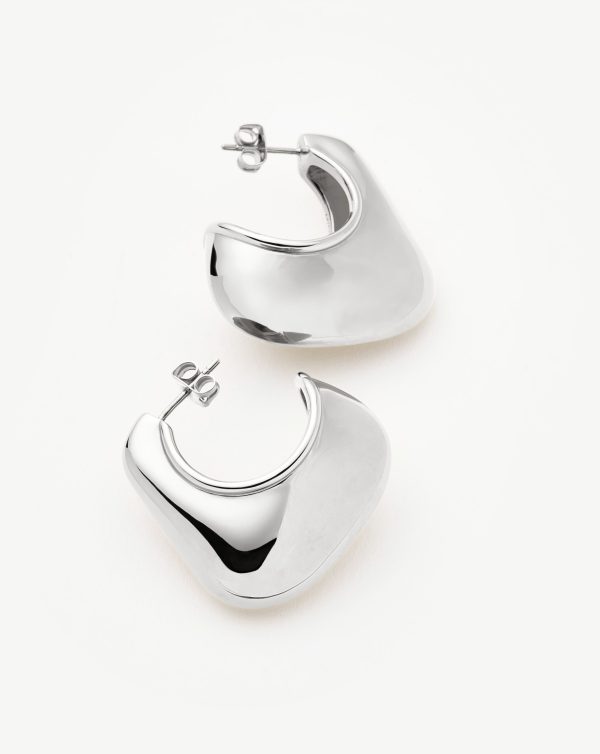 Hera Dome Large Hoop Earrings | Silver Plated - 图片 5